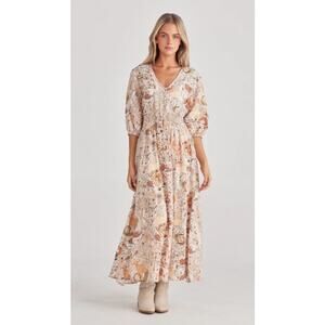 Talisman Women's Midi Dress Zodiac Astrology Boho V Neck Cottagecore XL